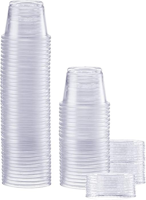 GUSTO 1 oz., 50 Count, Clear Plastic Portion Cups with Lids, Soufflé Cups, Clear Jello Shot Cont... | Amazon (US)