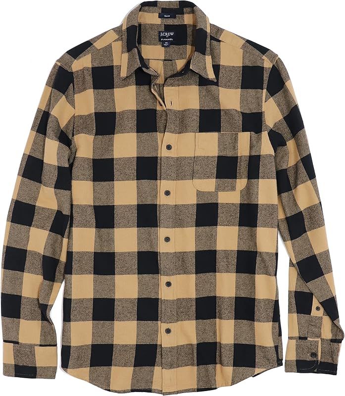 J.Crew Mercantile Men's Slim-Fit Long-Sleeve Plaid Flannel Shirt | Amazon (US)
