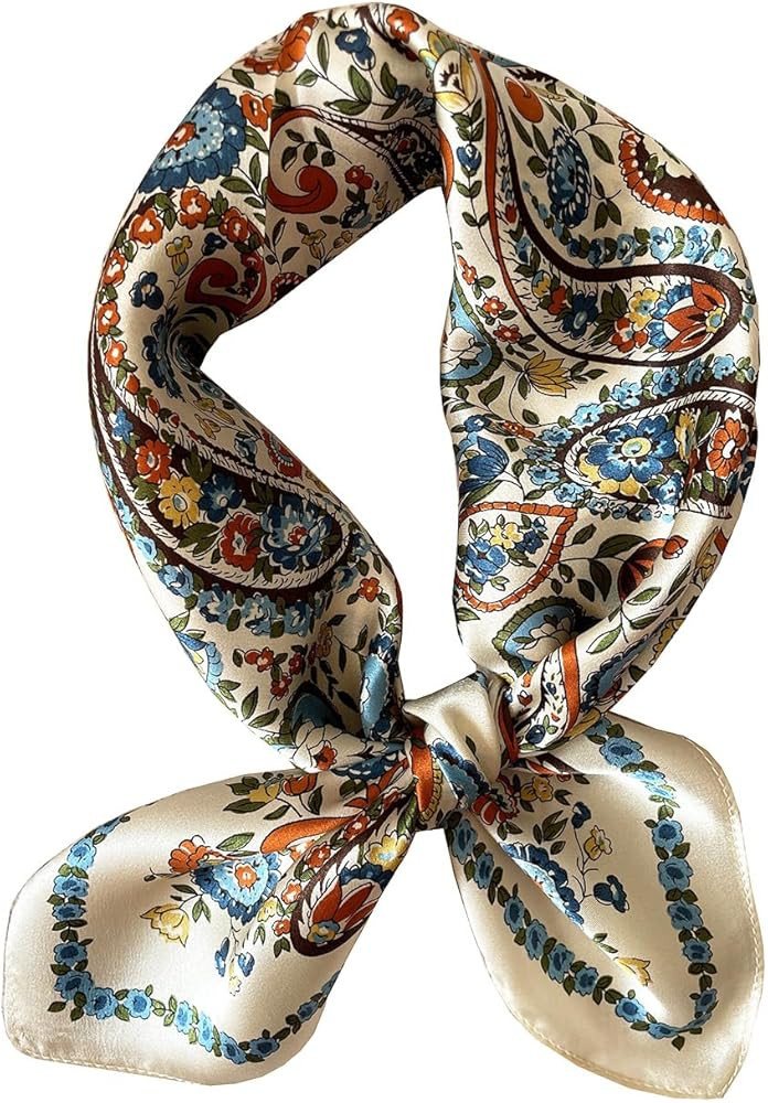 JERLA 100% Mulberry Silk Neck Scarf 21"x21" Small Square Scarfs for Women handbag scarf Gift Pack... | Amazon (US)