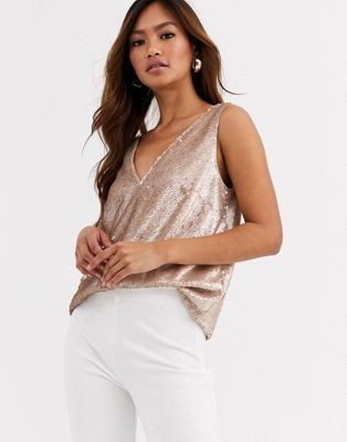 ASOS DESIGN v neck sequin cami | ASOS US