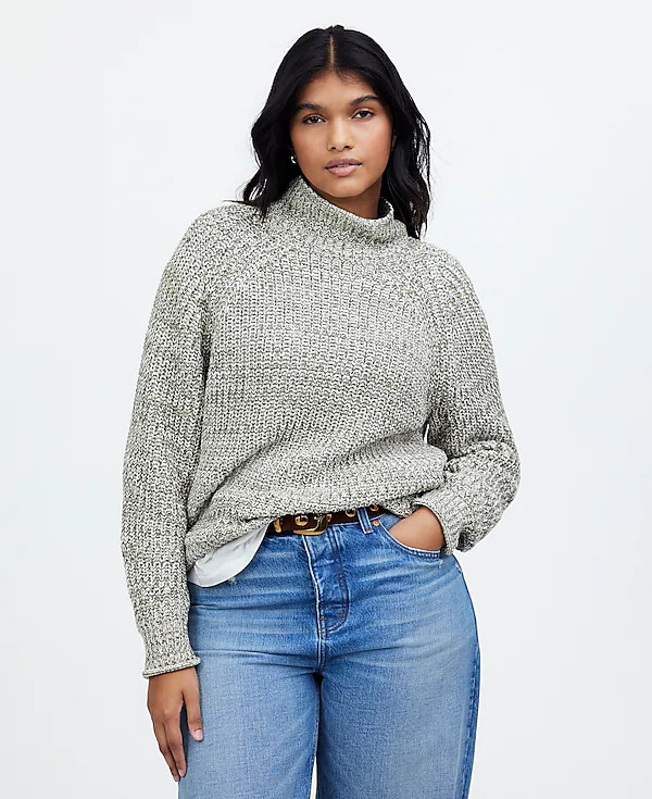 Plus Marled Cotton Mockneck Sweater | Madewell