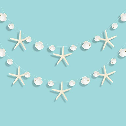 Decor365 White Finger Starfish Sea Shell Garland Ocean Coastal Nautical Party Decoration Starfish... | Amazon (US)