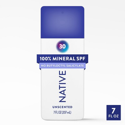 Native Mineral Sunscreen Spray - Unscented - SPF 30 - 7 fl oz: Whole Body Sun Protection, Zinc Oxide, Body Sunscreen | Target