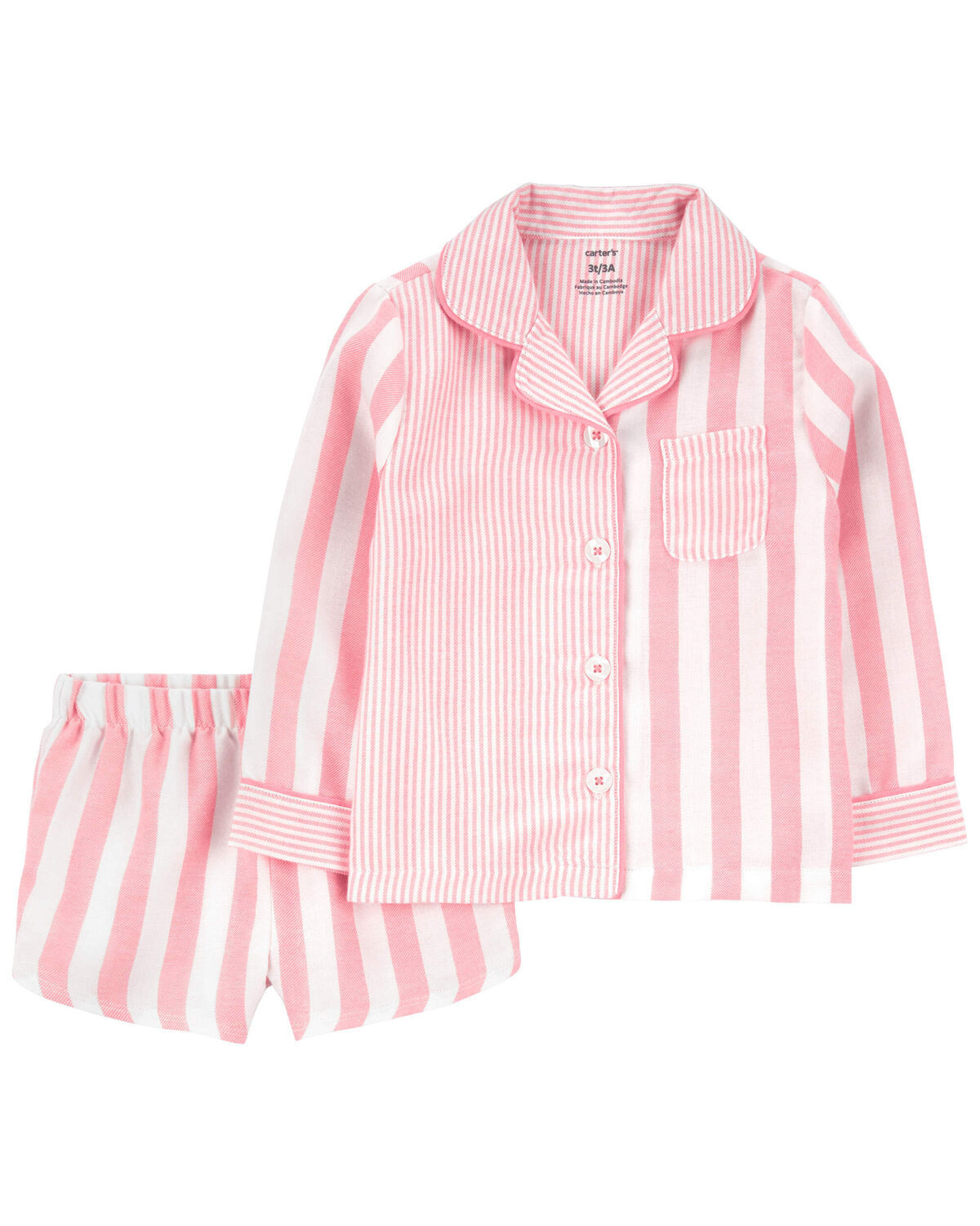 Pink Toddler 2-Piece Striped Woven Coat-Style Pajamas | carters.com | Carter's