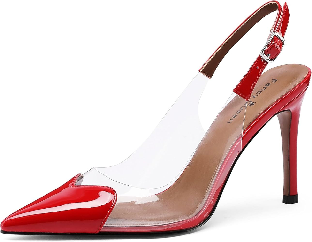 Clear Slingback Heels for Women Sexy Pointed Toe with Love Pattern Elegant Sling Back Design | Amazon (US)