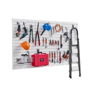 VEVOR Slat Wall Paneling, 8 x 4 ft, PVC Garage Slatwall with Modular Design, White Slat Wall Easy-to-Install Adjustable Slatwall Panel with Coupling Structure & DIY Cutting, Fits for Storage & Display | Vevor US