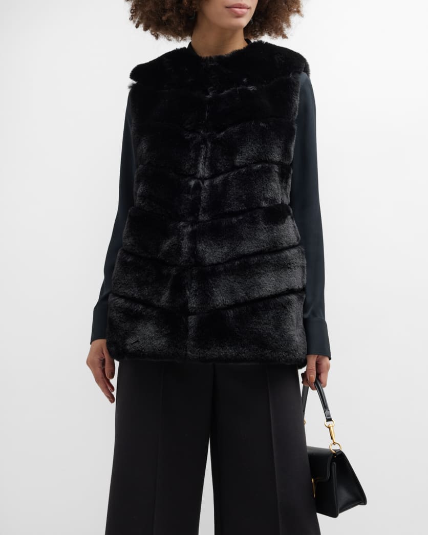 Plush Chevron Faux Fur Vest | Neiman Marcus