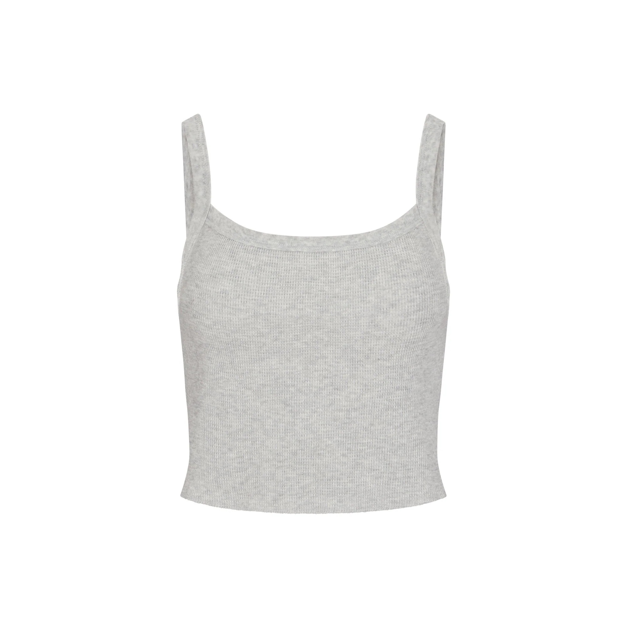 WAFFLE CROPPED CAMI | LIGHT HEATHER GREY | SKIMS (US)