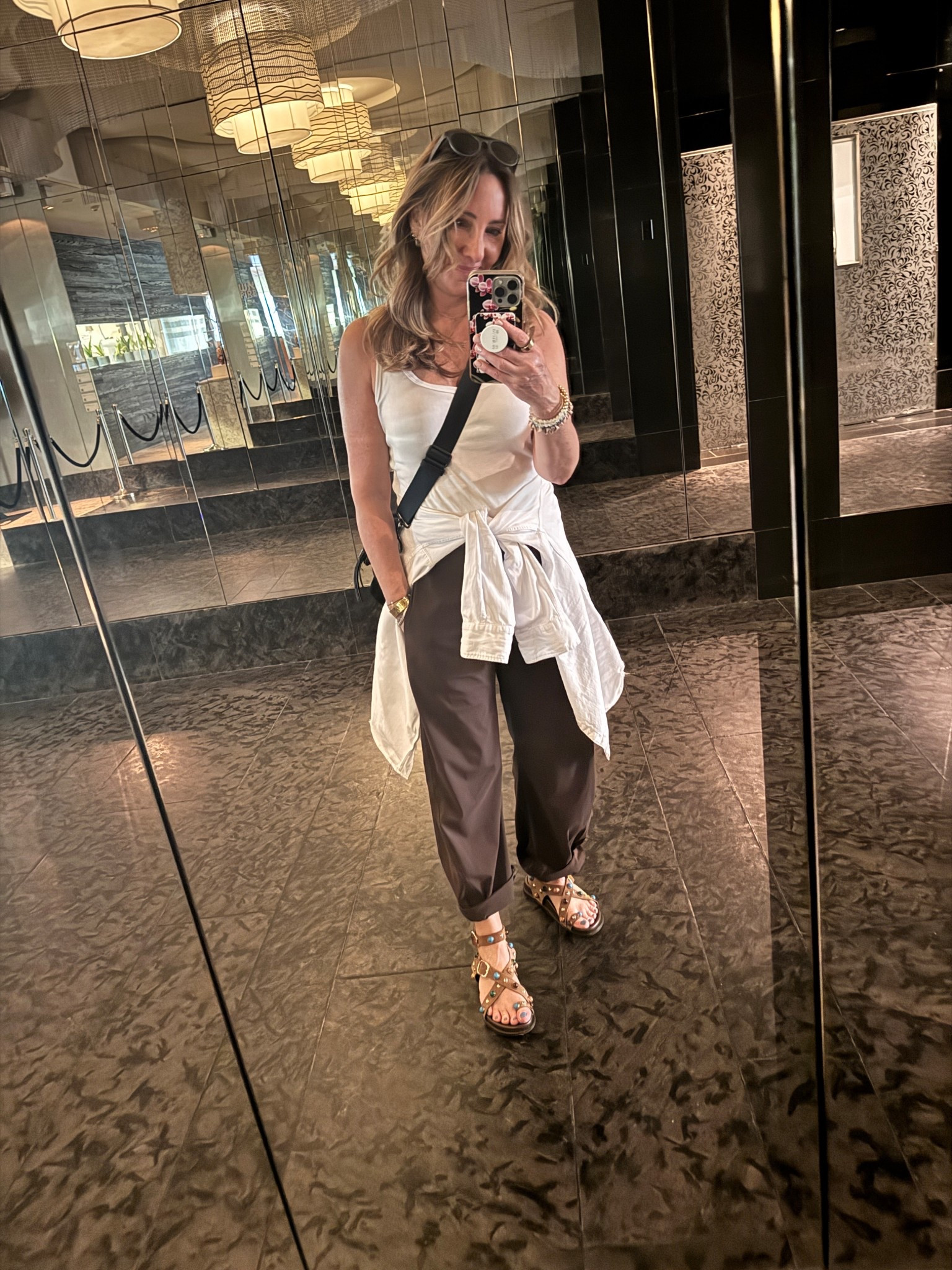 I’ve worn these pants multiple days on this trip. Dressed down with sneakers, dressed up with booties, and here with sandals for a really hot day of lunch with my cousin and walking around Tel Aviv. 

#LTKootd #LTKgrwm #LTKTravel