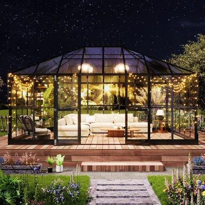 Grower’s Haven 14'x10' Greenhouse with Transparent Panels and PC Panels | Wayfair North America
