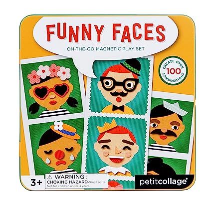 Petit Collage Silly Funny Faces Magnetic On-The-Go Travel Play Set, Multicolor | Amazon (US)