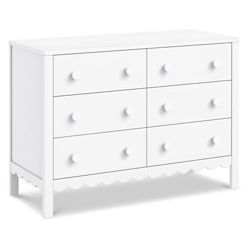 Davinci Sammy Scallop 6-Drawer Dresser for Nursery - GREENGUARD Gold Certified - Wooden Double Chest of Drawers for Kids, Boys & Girls - Baby Dresser for Kids Bedroom & Living Room - White | Amazon (US)