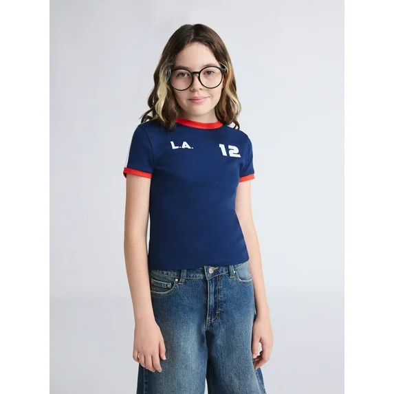 Weekend Academy Girls Short Sleeve Baby Tee, Sizes 4-18 | Walmart (US)