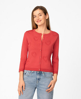 Women's Heart Stitch Button Cardigan Sweater | Macy's