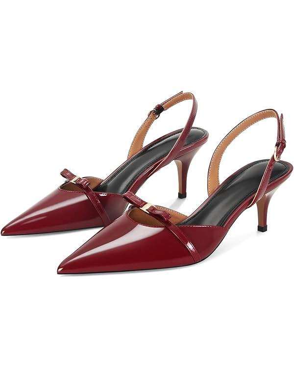Slingback Kitten Heels for Women with Cute Bow Pumps Pointed Toe Heeled Sandals Comfortable Stile... | Amazon (US)