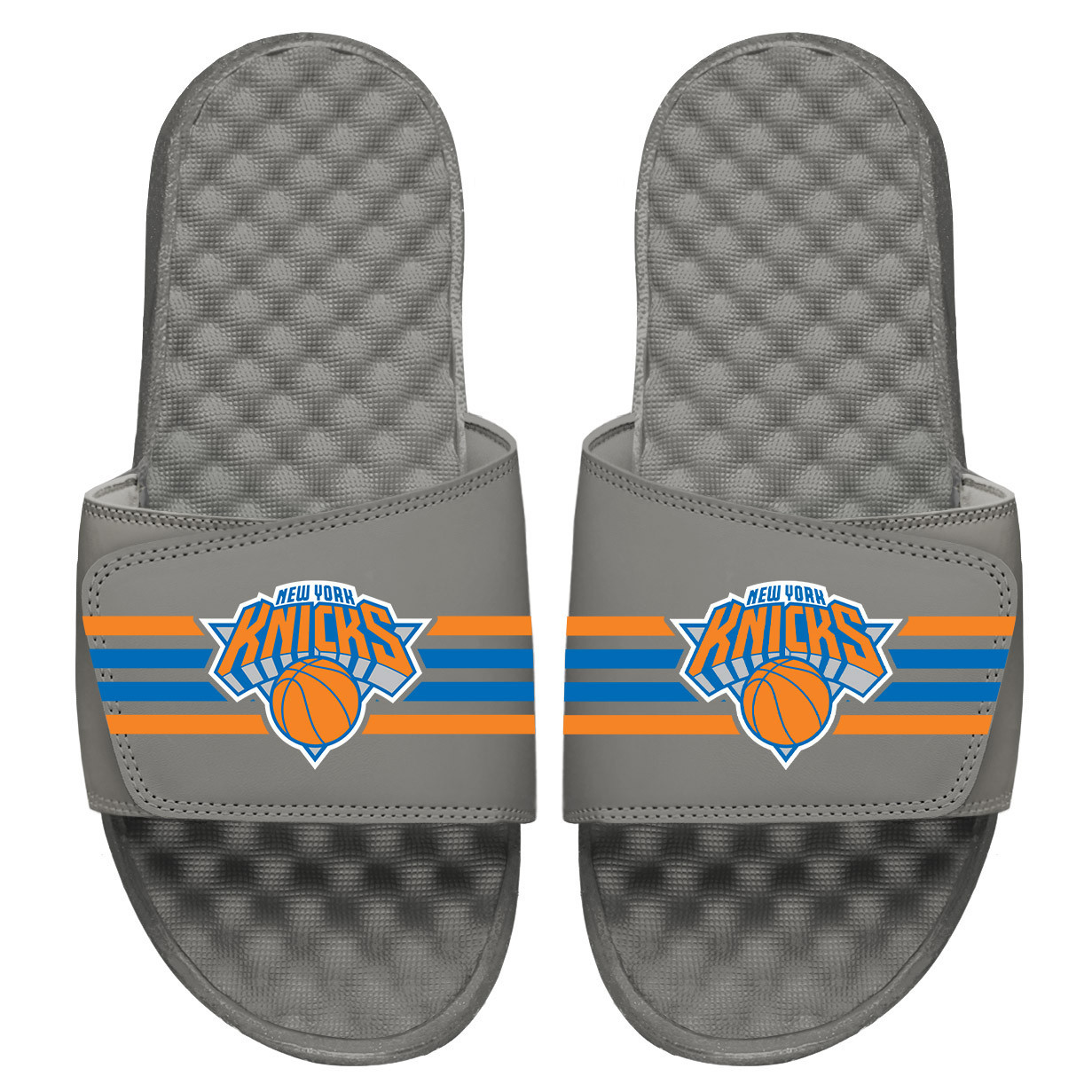 Youth ISlide Gray New York Knicks Stripes Slide Sandals | Fanatics