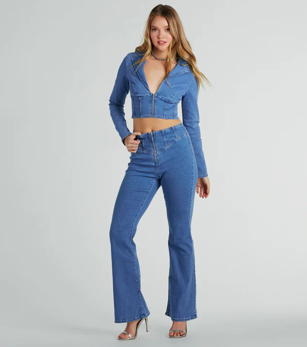 Shape Up High-Rise Corset Flare Denim Jeans | Windsor Stores