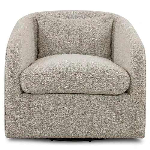 Perrin Modern Classic Grey Performance Boucle Swivel Occasional Barrel Chair | Kathy Kuo Home