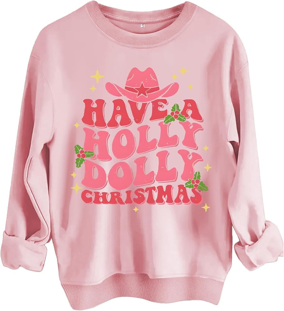 Christmas Sweatshirt for Women Long Sleeve Letter Printing Shirts Casual Loose Fall Clothes | Amazon (US)