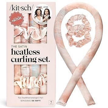 Kitsch Satin Heatless Curlers Set – Heatless Curls Overnight with 34" Hair Curler & 2 Satin Scr... | Amazon (US)