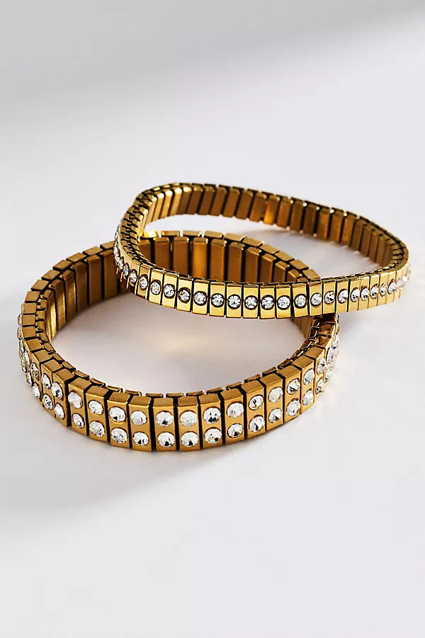 Crystal Stretch Bracelets, Set of 2 | Anthropologie (US)