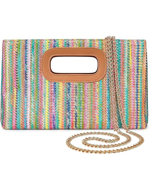 Handle Clutch Handbags for Women, Evening Handbag Shoulder Crossbody Purse with Gold Chain for We... | Amazon (US)
