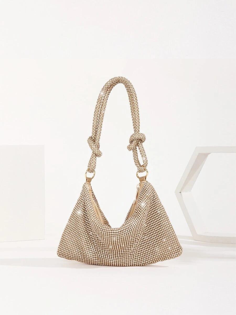 Lightweight,Business Casual Rhinestone Decor Bucket Bag Mini Drawstring Design, Clear Bag Faux Pe... | SHEIN