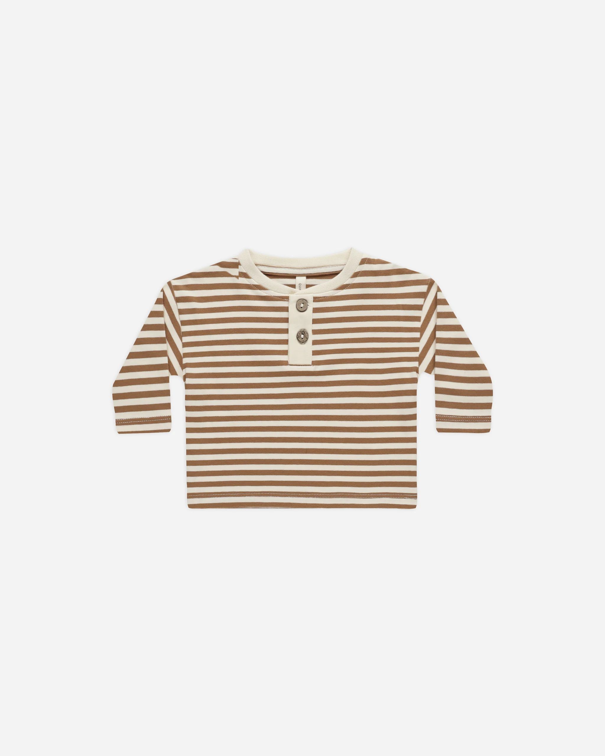 Long Sleeve Henley Tee || Cinnamon Stripe | Rylee + Cru