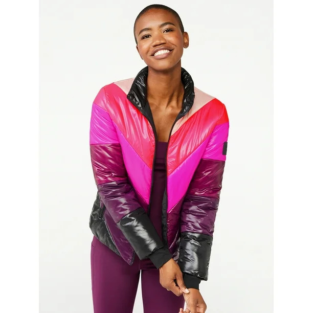 Love & Sports Women's Quilted Chevron Puffer Jacket - Walmart.com | Walmart (US)