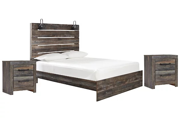 Drystan Queen Panel Bed with 2 Nightstands | Ashley Homestore