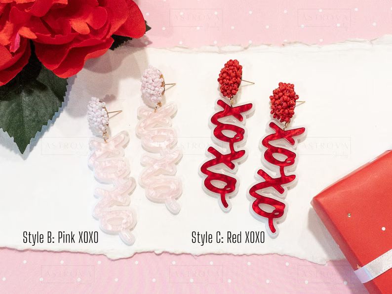Valentine's Day Acrylic Earrings | Glitter Resin Earrings | XOXO | Cupcake | V is for Vodka Earri... | Etsy (US)