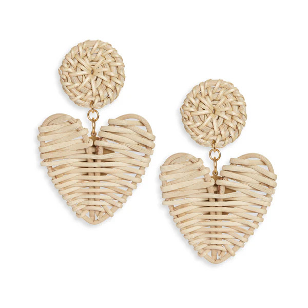 Rattan Heart Earring, Natural | The Avenue