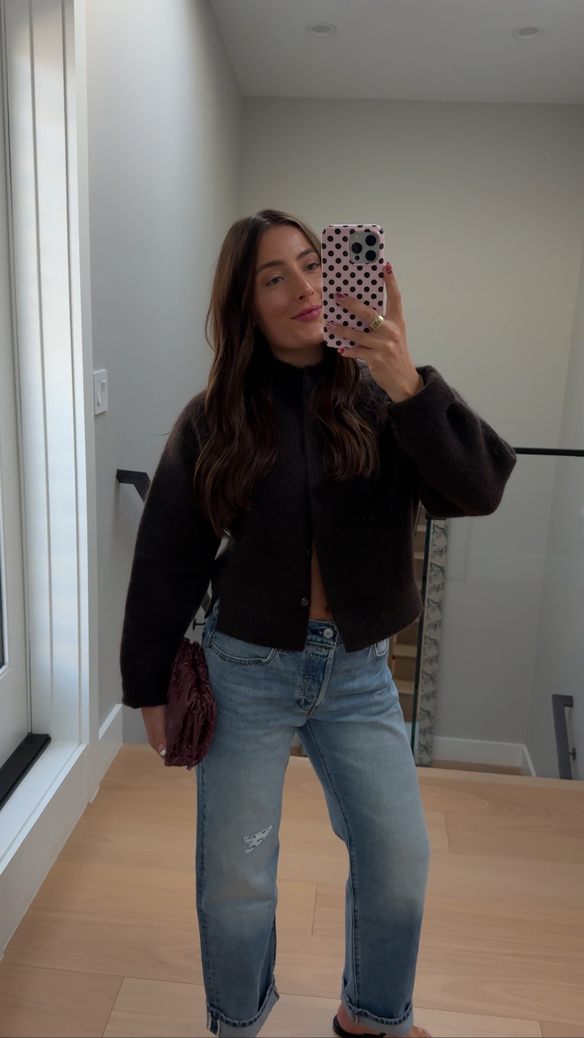 Outfit is linked! Size up in the denim - I went two sizes up  