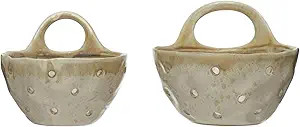 Creative Co-Op Stoneware Handles, Set of 2 Colanders, 8" L x 7" W x 5" H, Beige | Amazon (US)