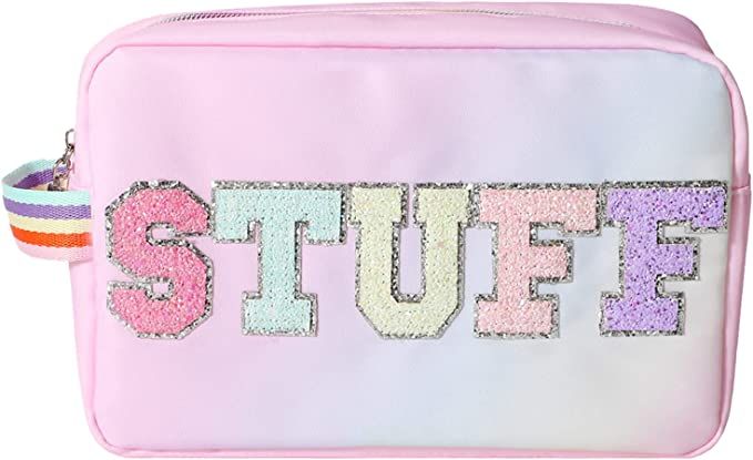 DYSHAYEN Nylon Cosmetic Bag Preppy Makeup Stuff Bag for Women Girls Travel Toiletry Organizer wit... | Amazon (US)