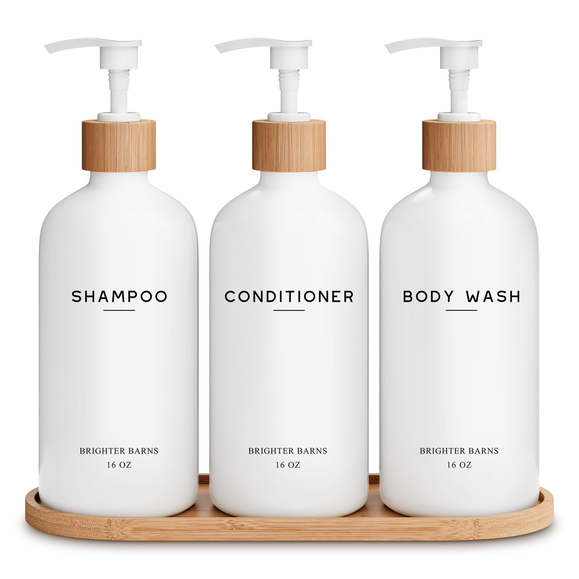 White Shampoo and Conditioner Dispenser Set by Brighter Barns - Shower Dispenser - Shampoo Condit... | Amazon (US)