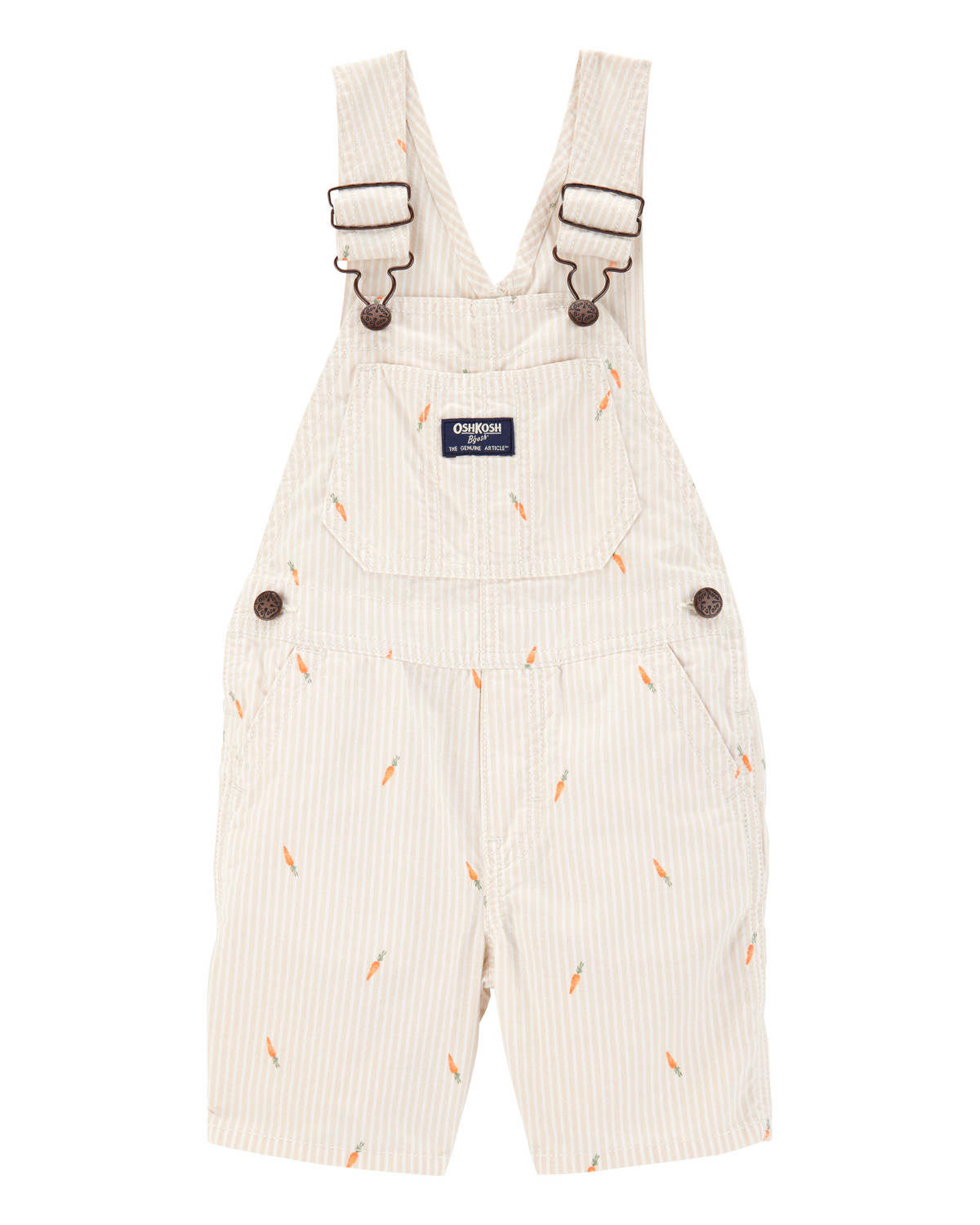 Toddler Carrot Print Striped Shortalls - Cream | Carter's Inc