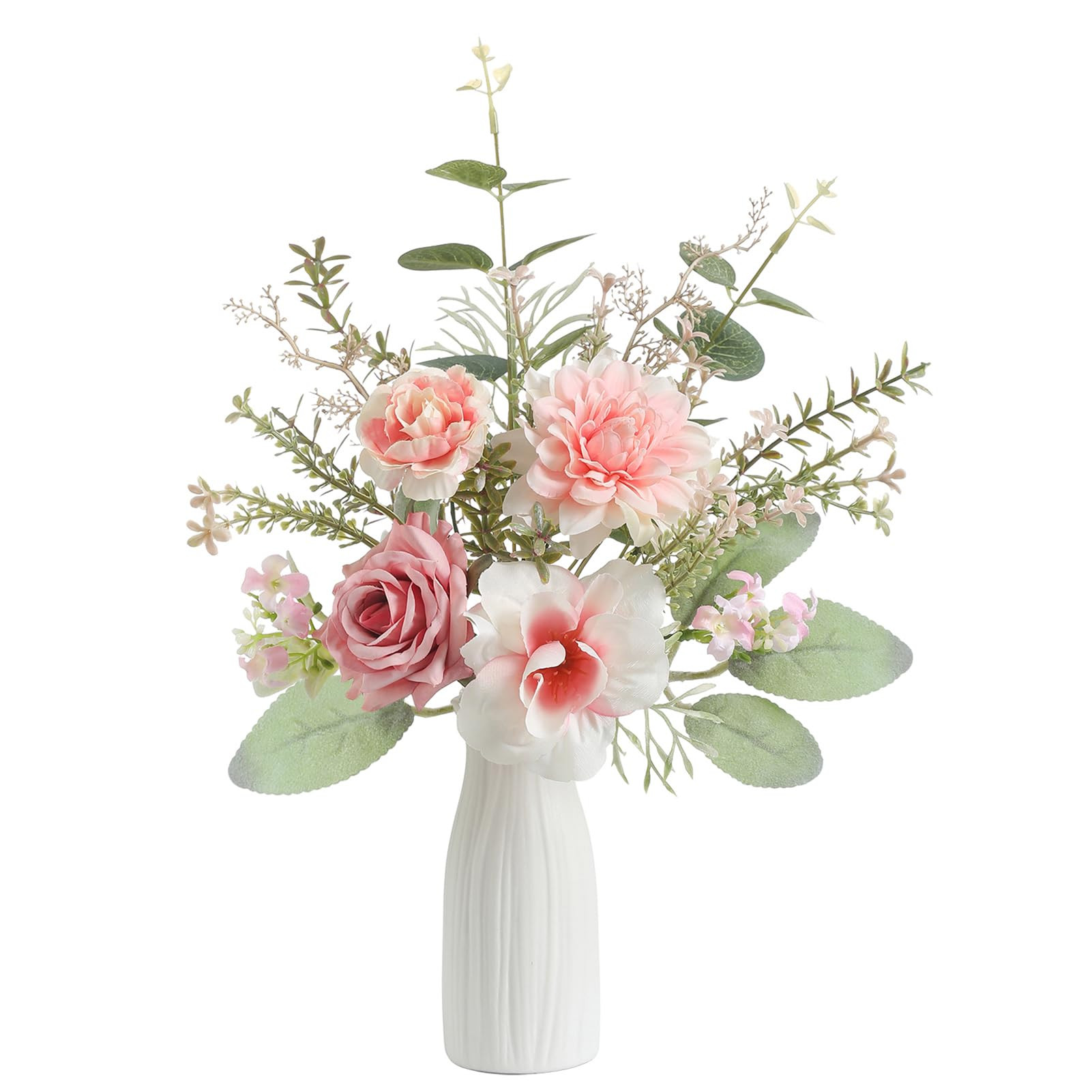 Artificial Flowers in Small Ceramic Vase-Blue Fake Flowers Floral Arrangements Silk Flower Home D... | Amazon (US)