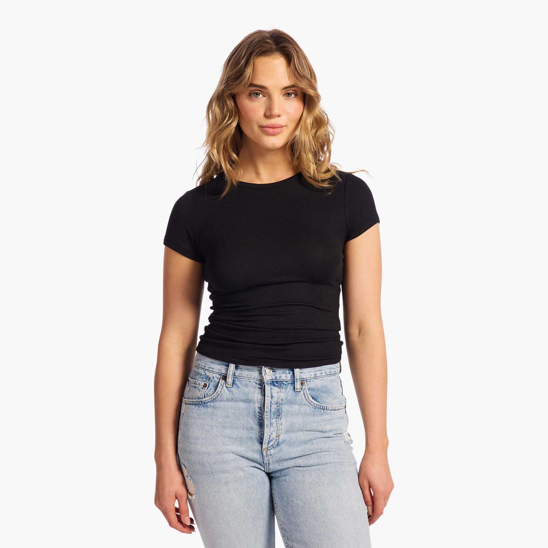 Slinky Rib Tee | Black | Nuuds US