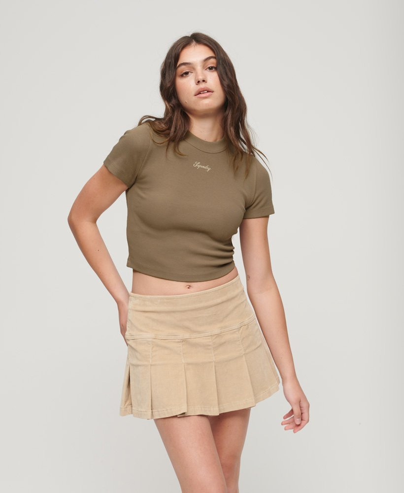 Organic Cotton Ribbed Embroidered Fitted T-Shirt | Superdry (UK)