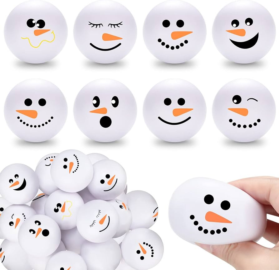 Zhanmai 32 Pcs Snowmen Small Balls Christmas Winter Gift Toys, 2.5 Inch     Small Snowman Face St... | Amazon (US)