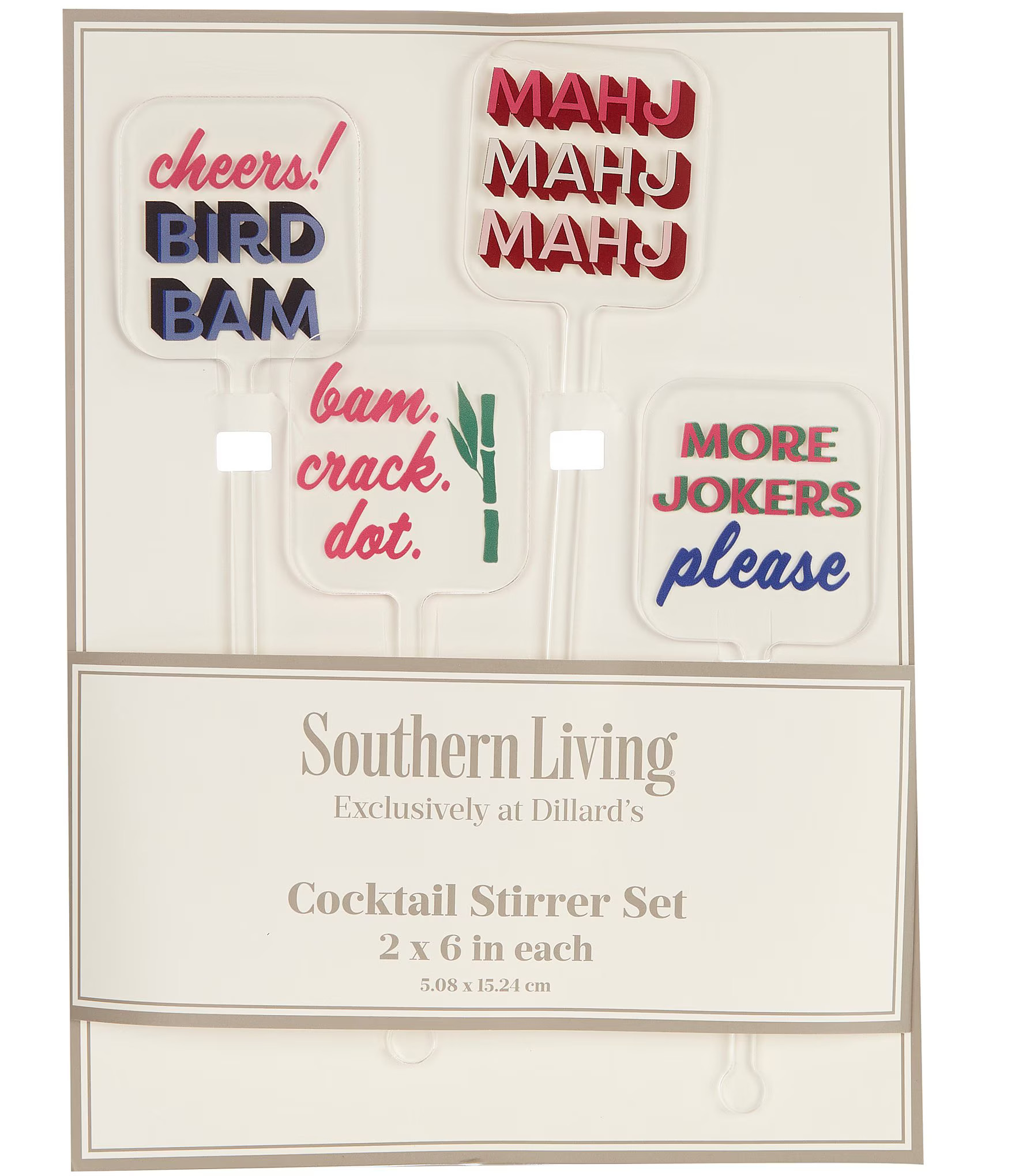 Southern Living Mahjong Acrylic Cocktail Stir Sticks, Set of 4 | Dillard's | Dillard's