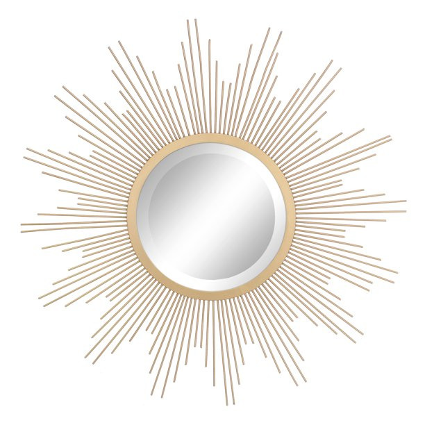 Stonebriar Collection Round Decorative Gold 24" Metal Starburst Hanging Mirror with Attached Moun... | Walmart (US)