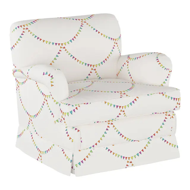 Gray Malin x Cloth & Co Bluebell Kids Chair in Multi Bunting Scallop | Chairish