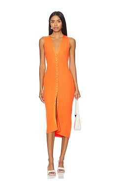 L'AGENCE Domino Sleeveless Button Dress in Tangerine from Revolve.com | Revolve Clothing (Global)
