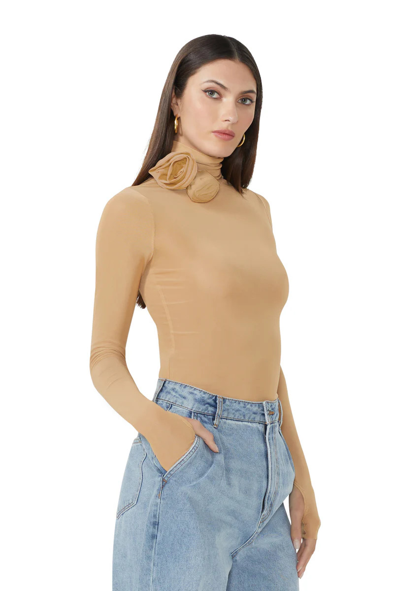 Zadie Rosette Top - Nude | ShopAFRM