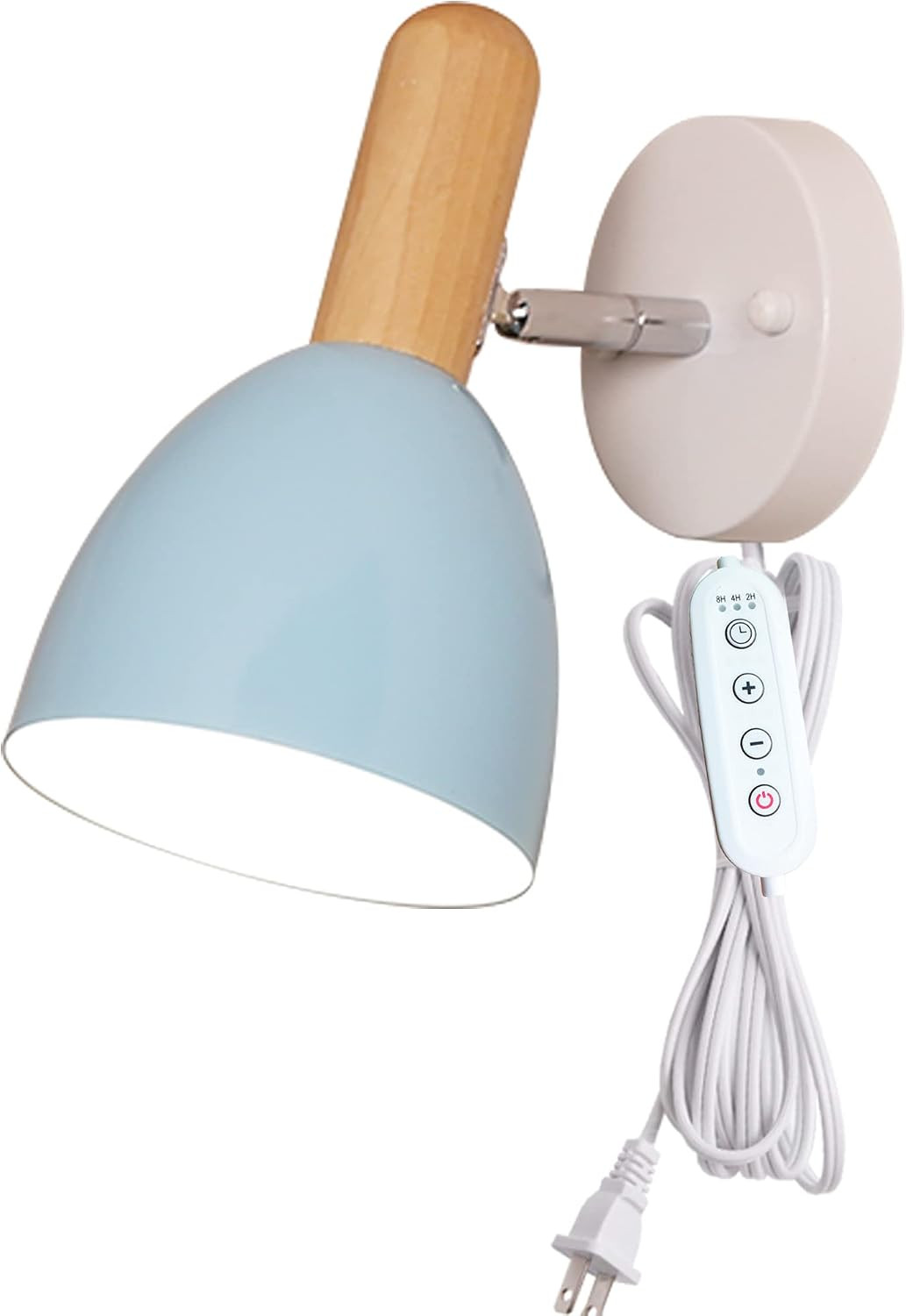 Dimmable Wall Sconces with UL Plug-in Dimmer & Timer Cord Bedside Reading Light E26 Aluminum Macaron Blue Shade Industrial Wall lamp Fixture for Kitchen Island Bathroom Lighting 1 Light | Amazon (US)