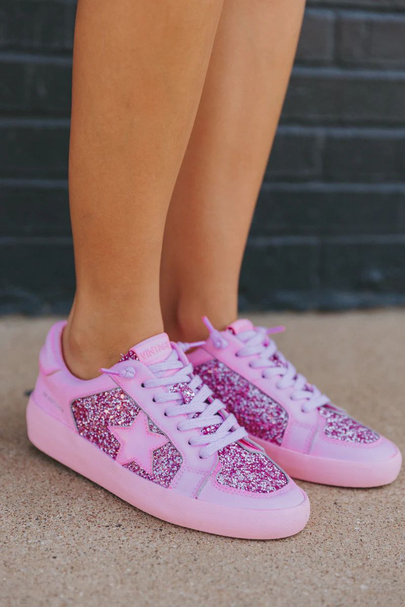 BuddyLove X Vintage Havana | Alexis Glitter Sneaker | Hot Pink | BuddyLove