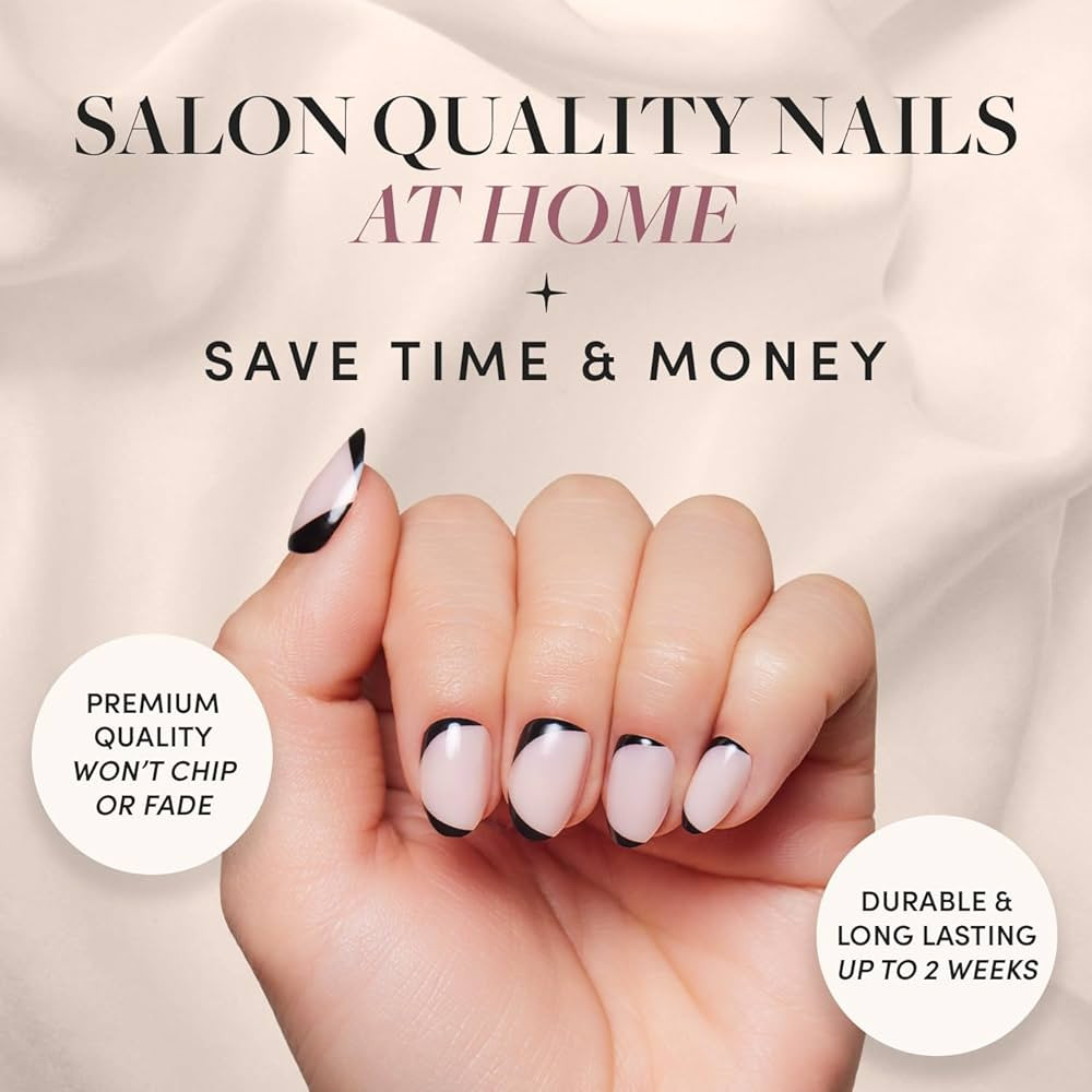 Glamnetic Press On Nails - NYC | Semi-Transparent Abstract Trendy Black Short Oval Nails, Reusabl... | Amazon (US)
