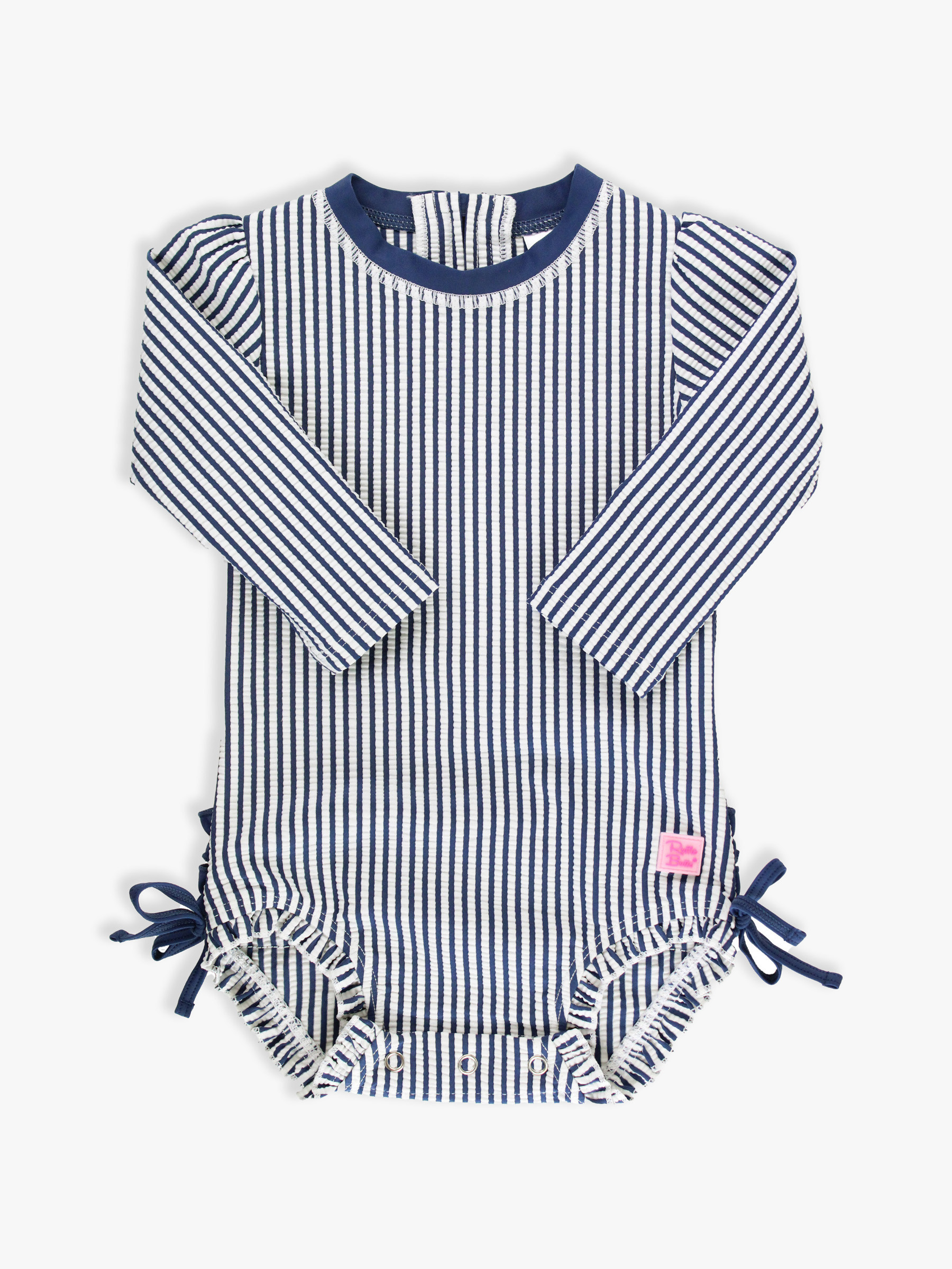 Seersucker Long Sleeve Rash Guard One Piece | RuffleButts / RuggedButts